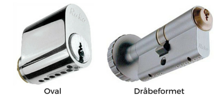 Oval og dråbeformet cylinder